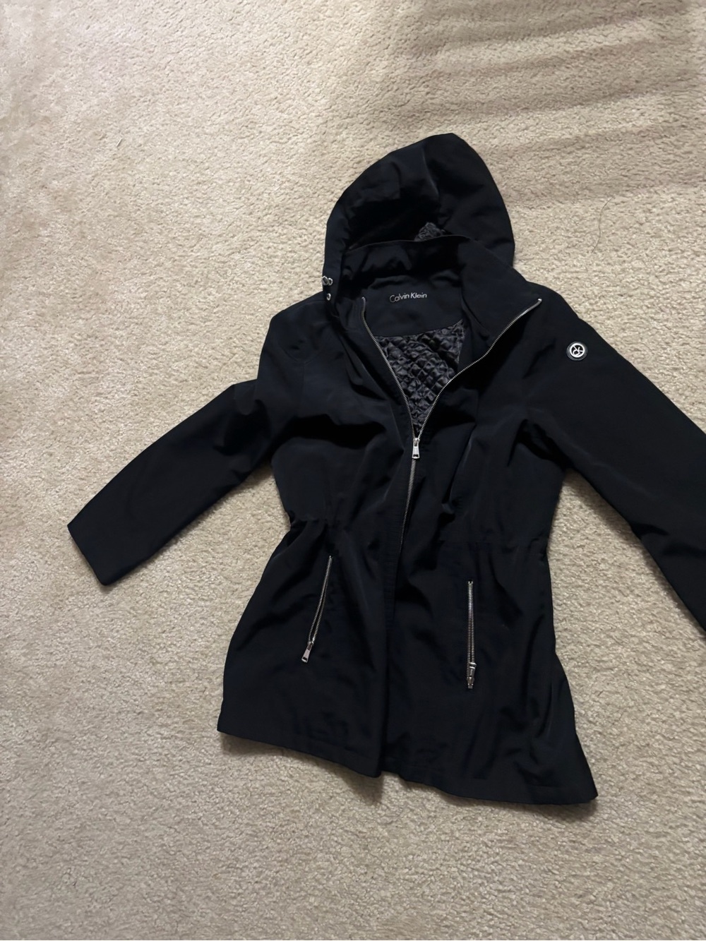 Calvin Klein Black Hooded Trench Coat